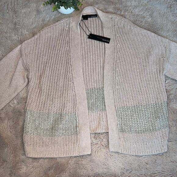 NWT 360 Sweater Italian Yarn Linen-Blend Open Knit Cardigan Size Medium - Picture 12 of 13